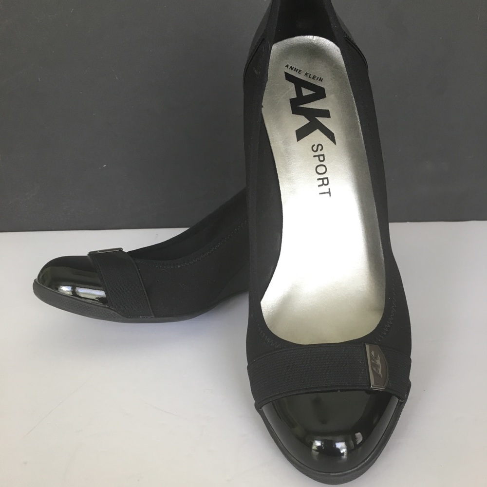 Anne Klein Sport Black Wedges with Patent Toe